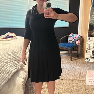 Black knit cowl neck dress